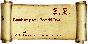 Bamberger Romána névjegykártya